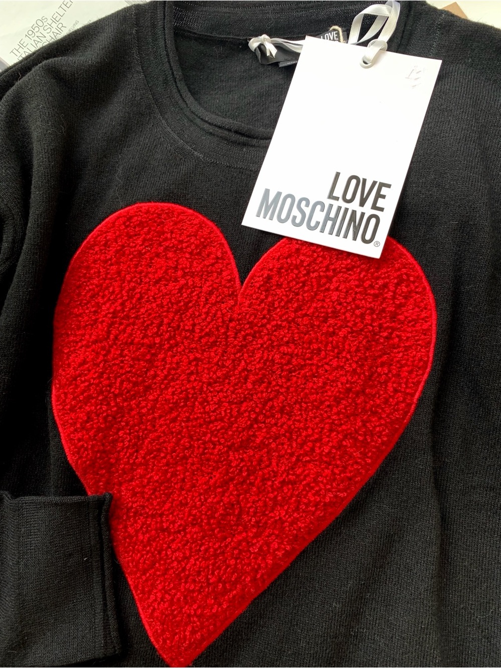 Love Moschino Wool-Blend Heart Sweater Sz Small - Picture 2 of 6